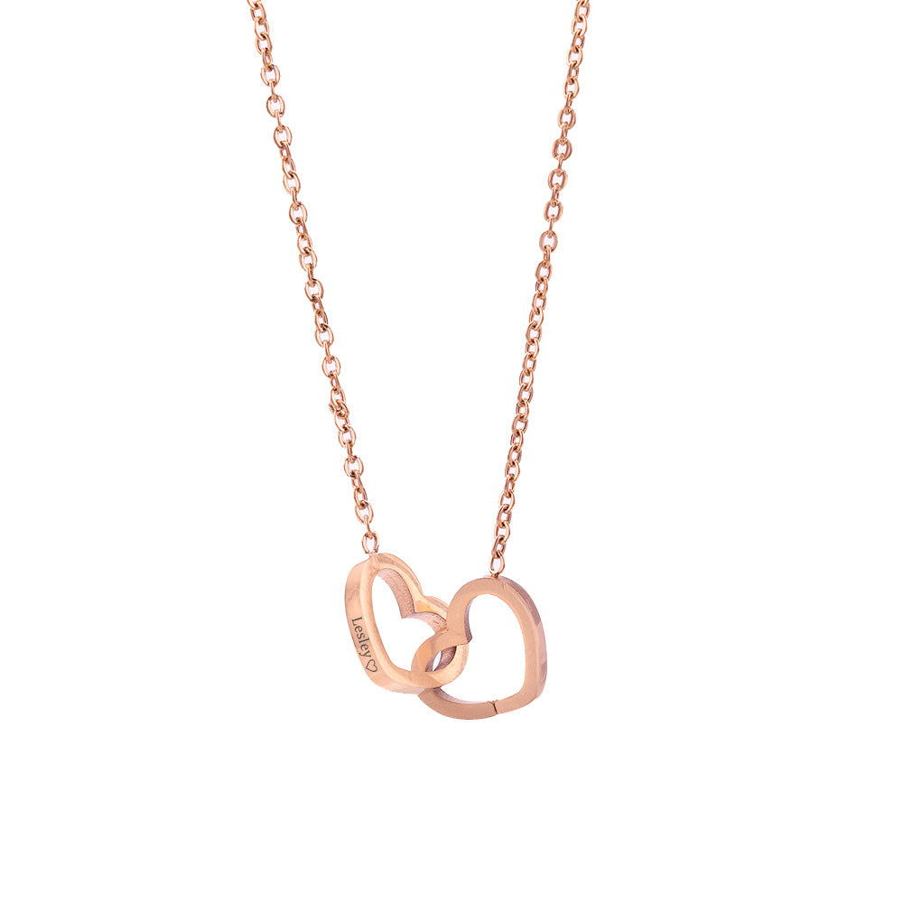 Double Heart Engraved Necklace