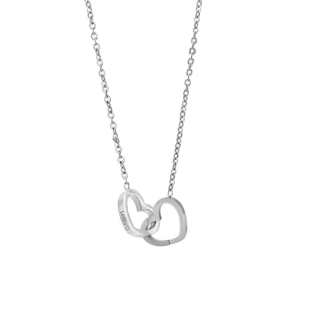 Double Heart Engraved Necklace