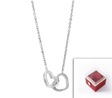 Double Heart Engraved Necklace